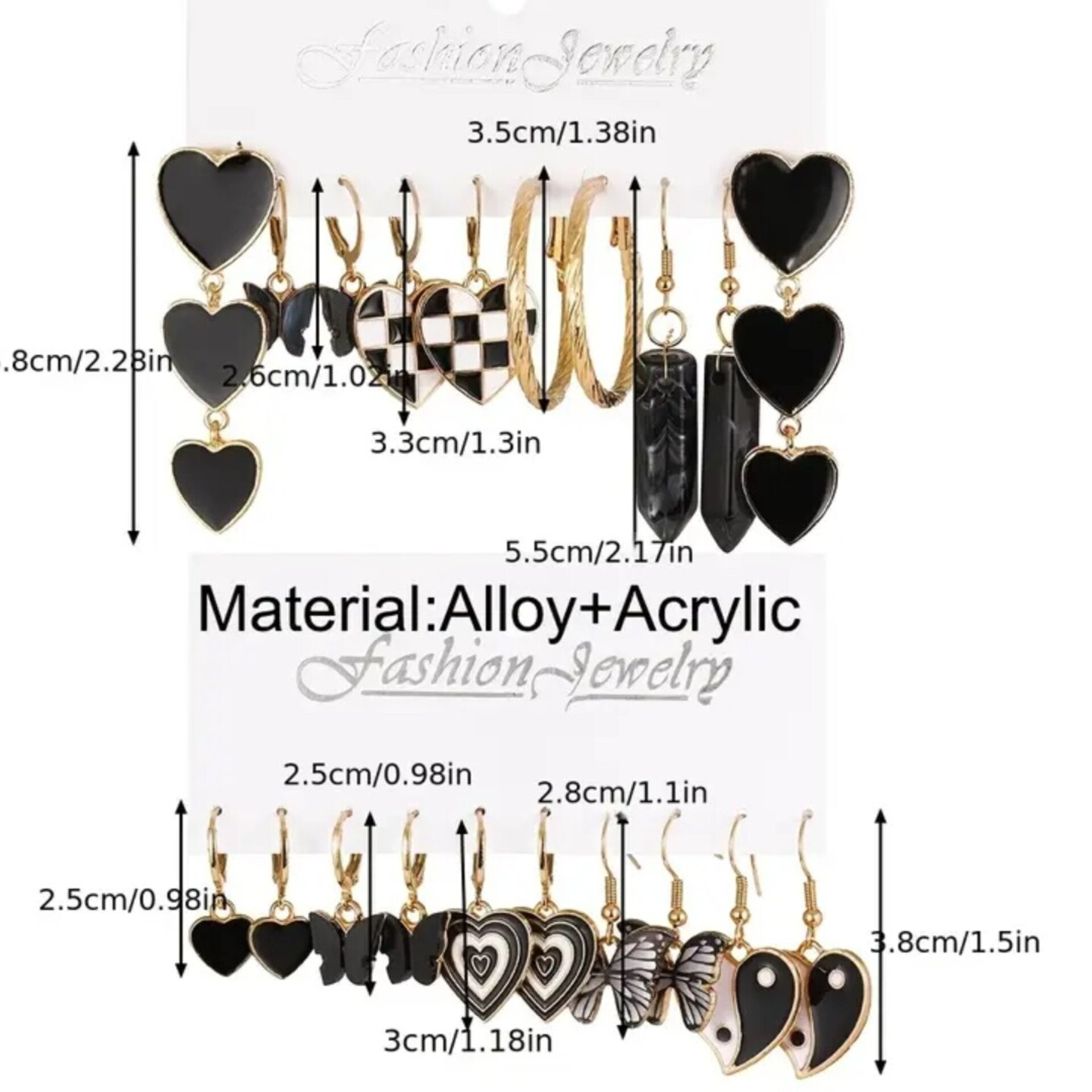 Set 10 Pares Pendientes Negros - 4