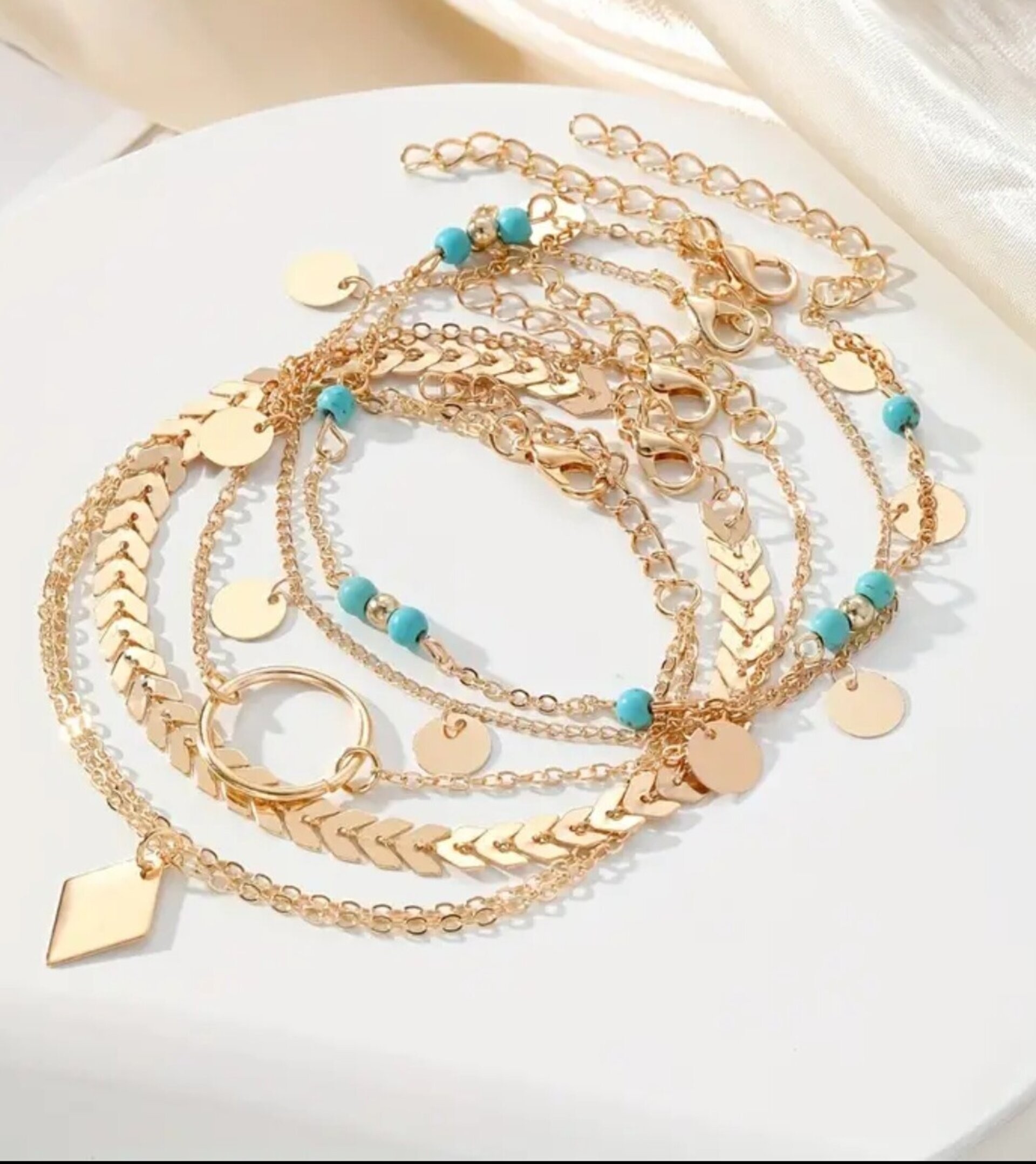 Pulseras Tobillo Azul Rombo A Elegir - 2