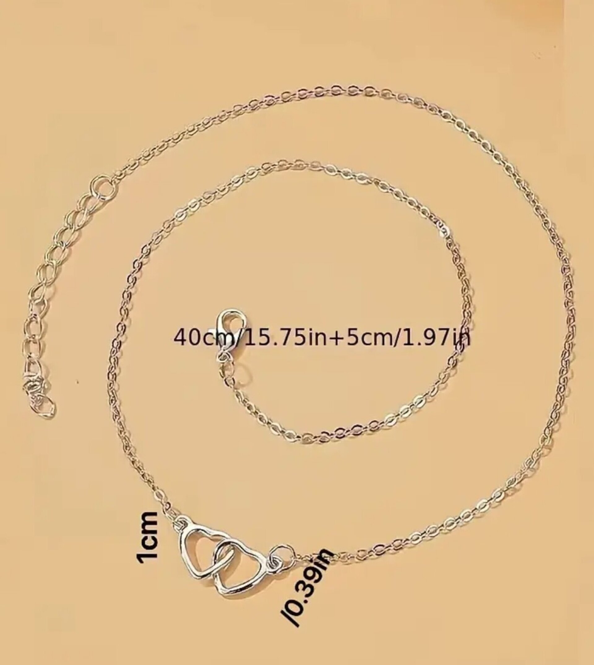 Collar Doble Corazón Plata - 3