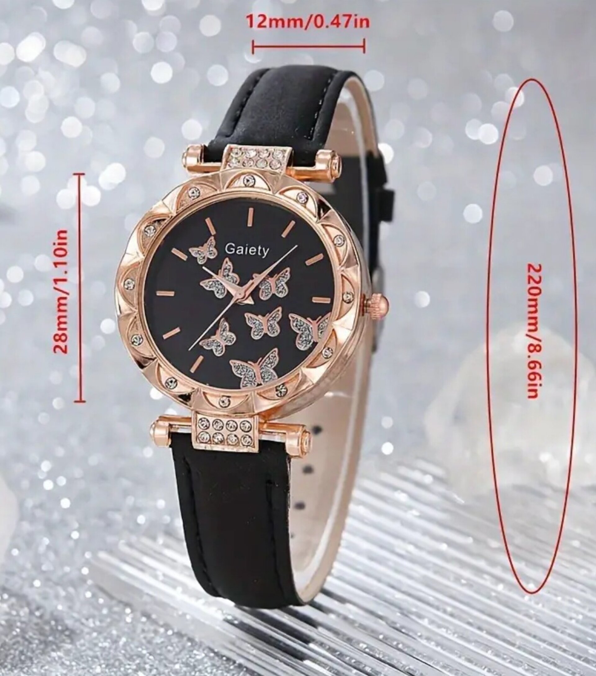 Conjunto Relog Negro Mariposa - 2