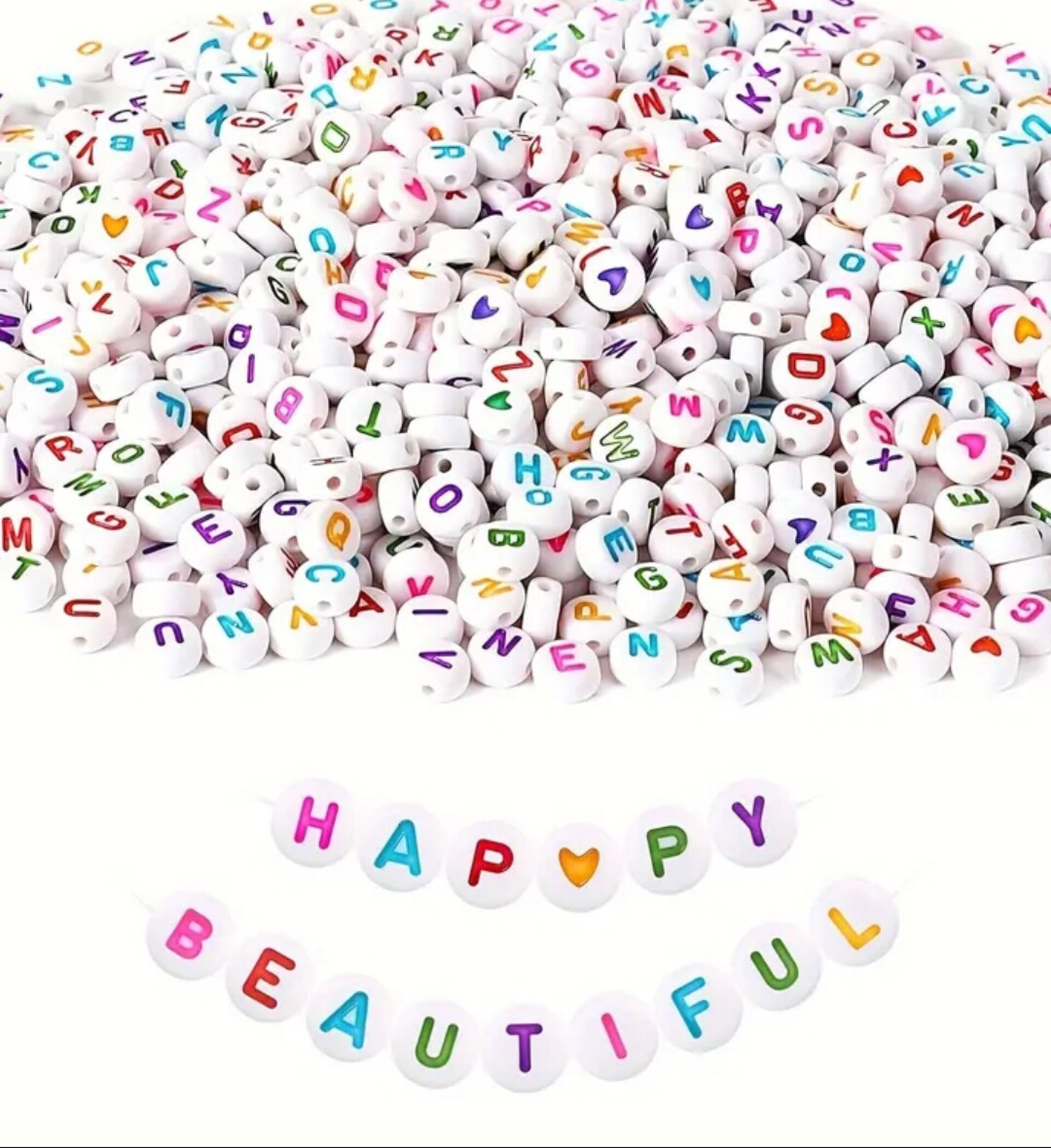 100 Cuentas Letras Blanca Colores - 2