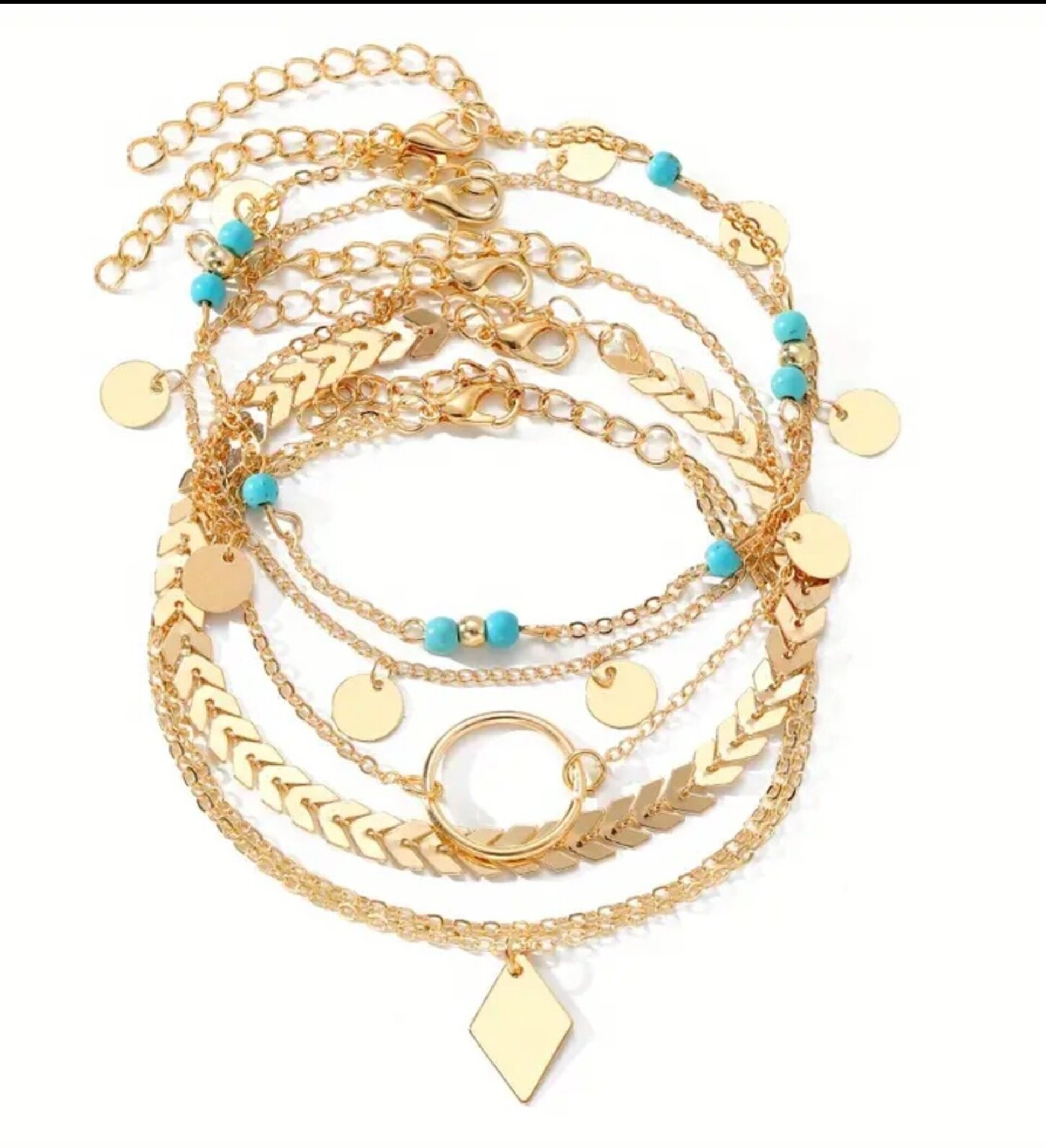 Pulseras Tobillo Azul Rombo A Elegir - 5