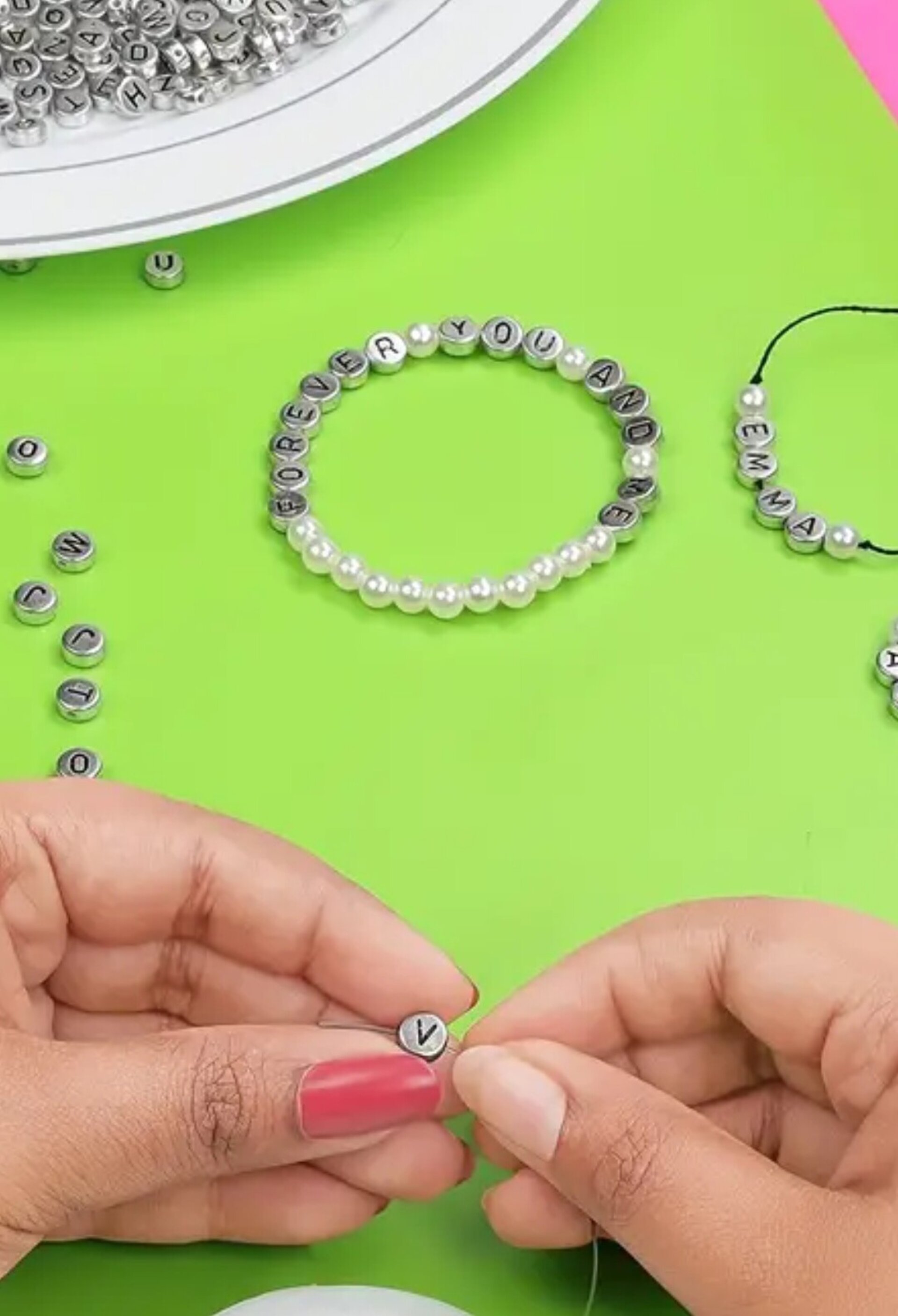 100 Cuentas Letras Plata - 3