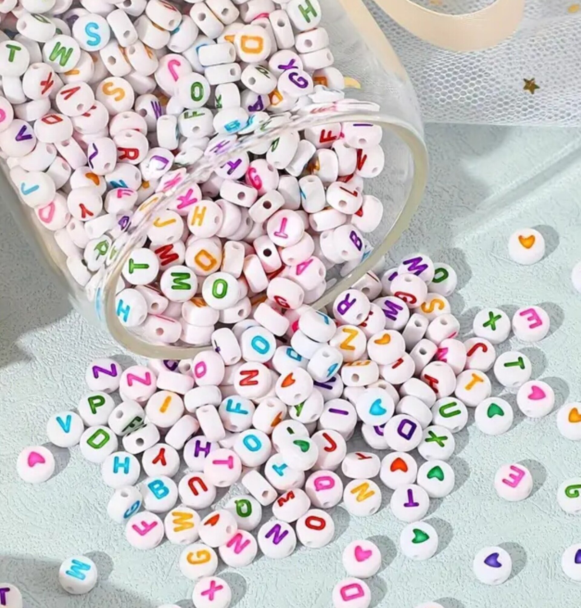 100 Cuentas Letras Blanca Colores - 3