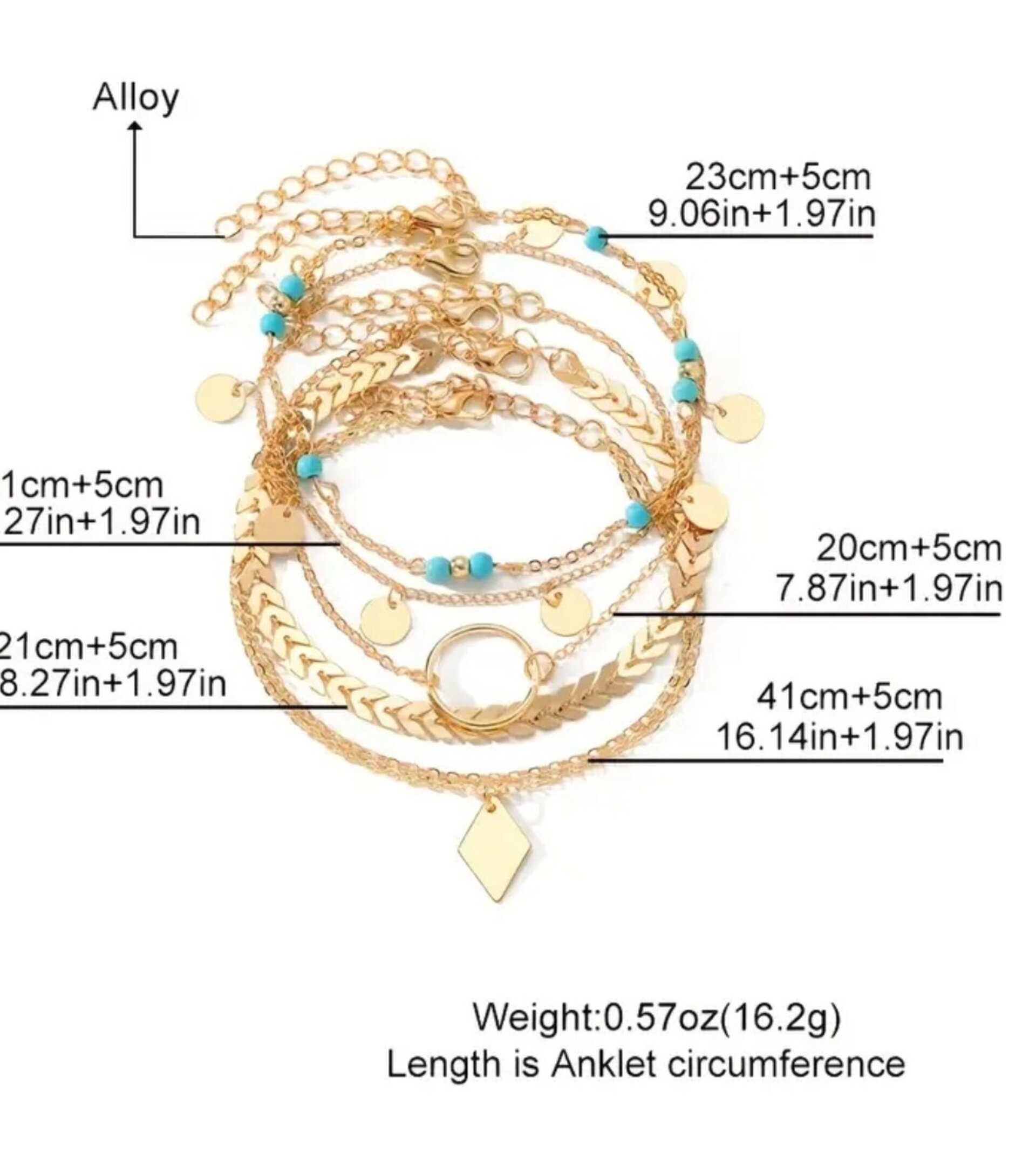 Pulseras Tobillo Azul Rombo A Elegir - 4