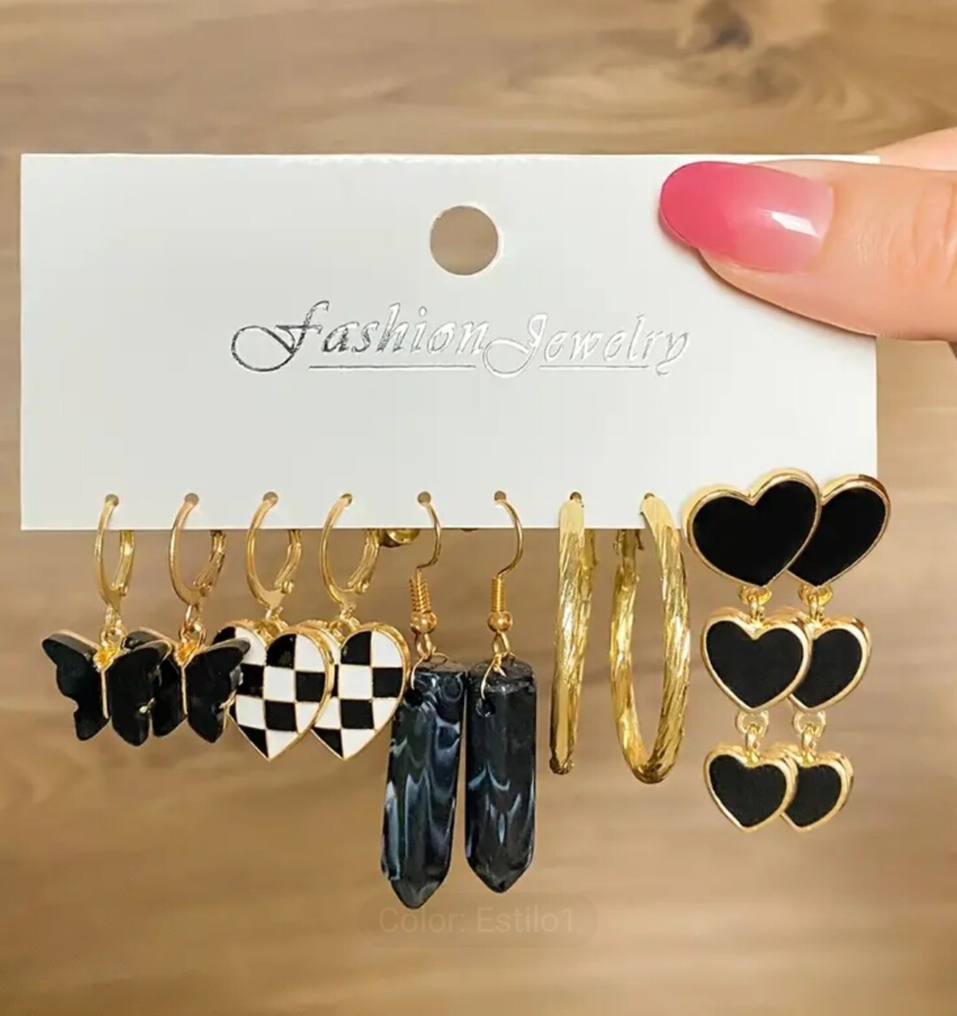 Set 10 Pares Pendientes Negros - 2