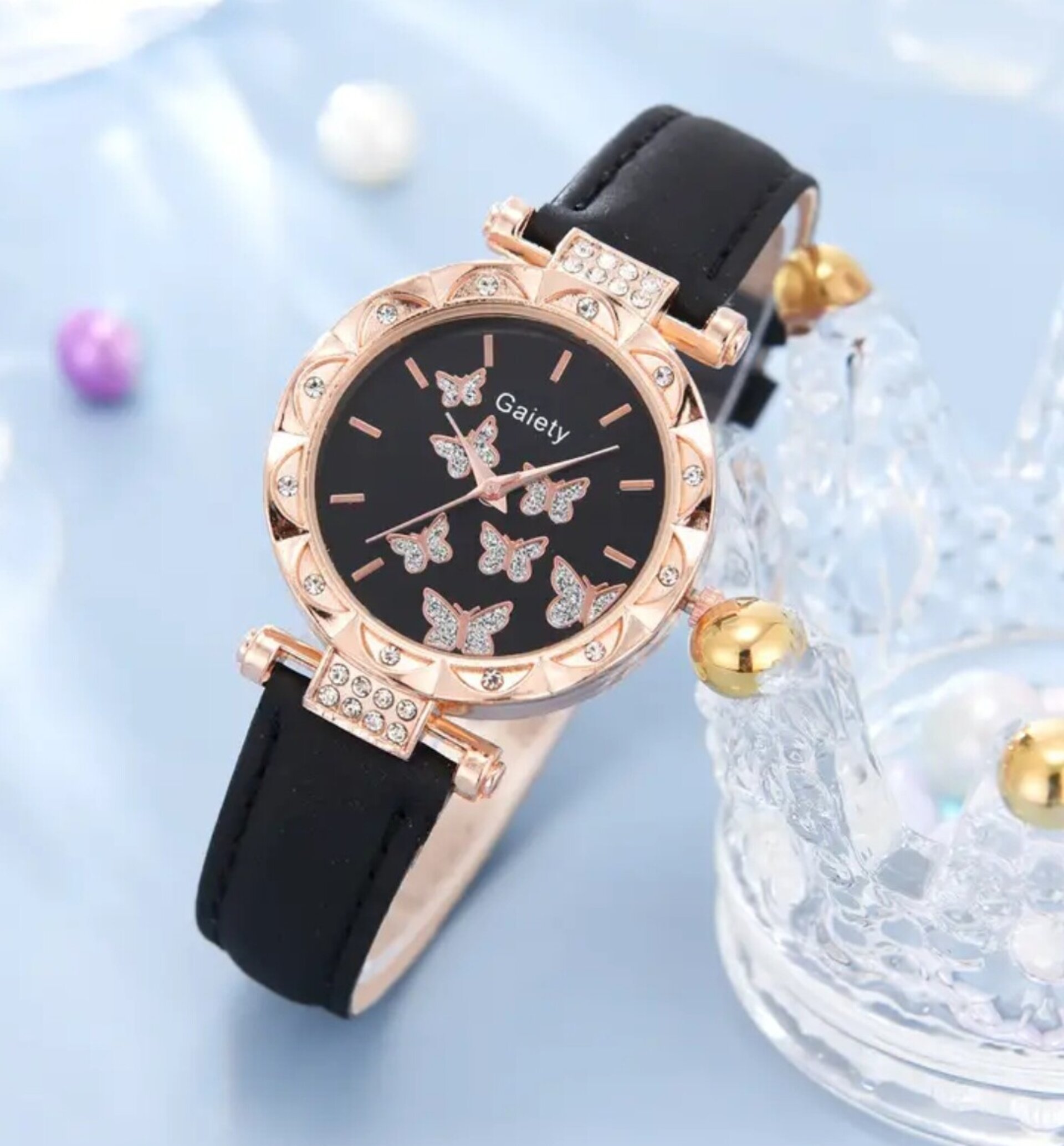 Conjunto Relog Negro Mariposa - 4