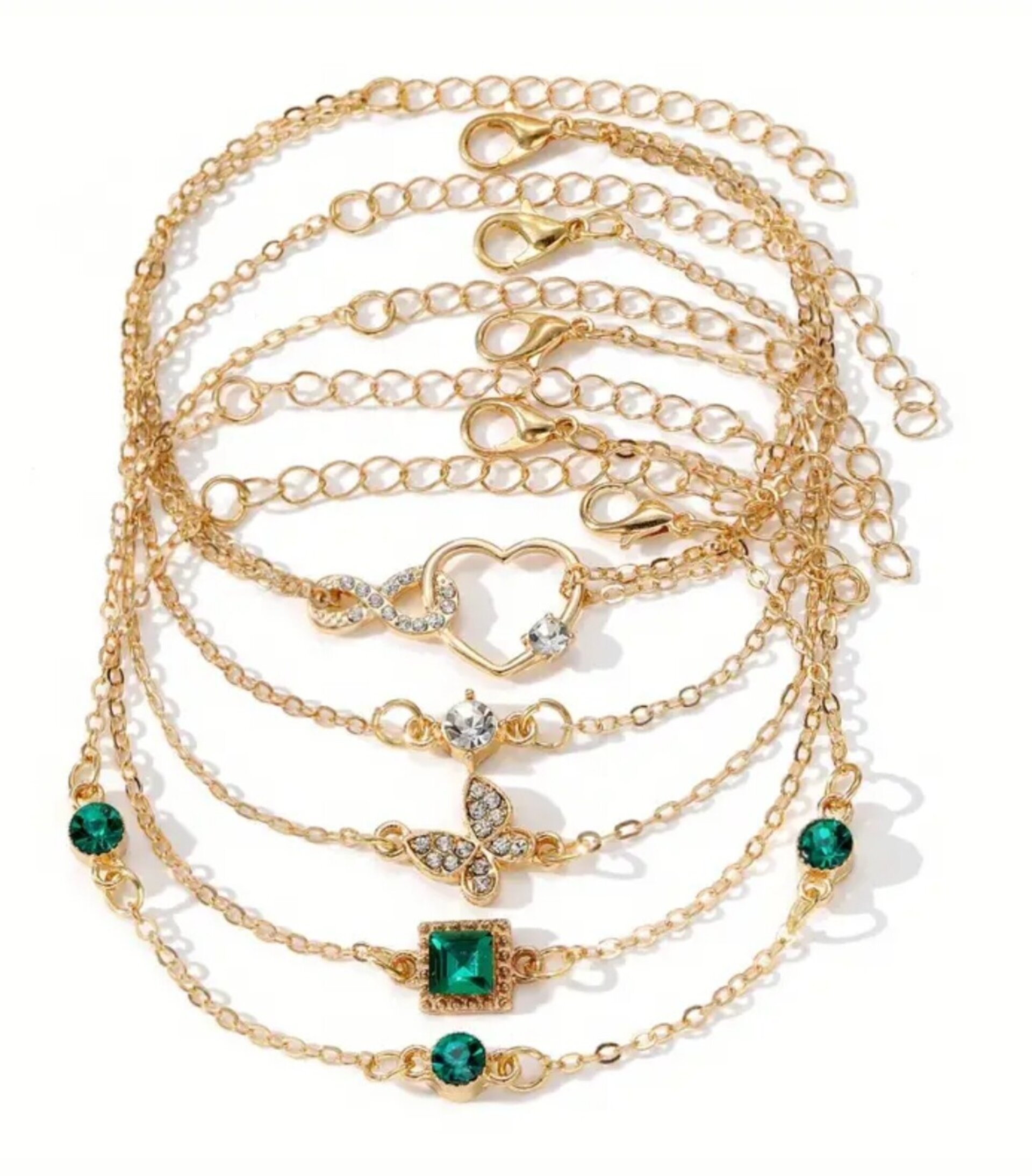 Pulseras Esmeralda Oro Corazón A Elegir - 3