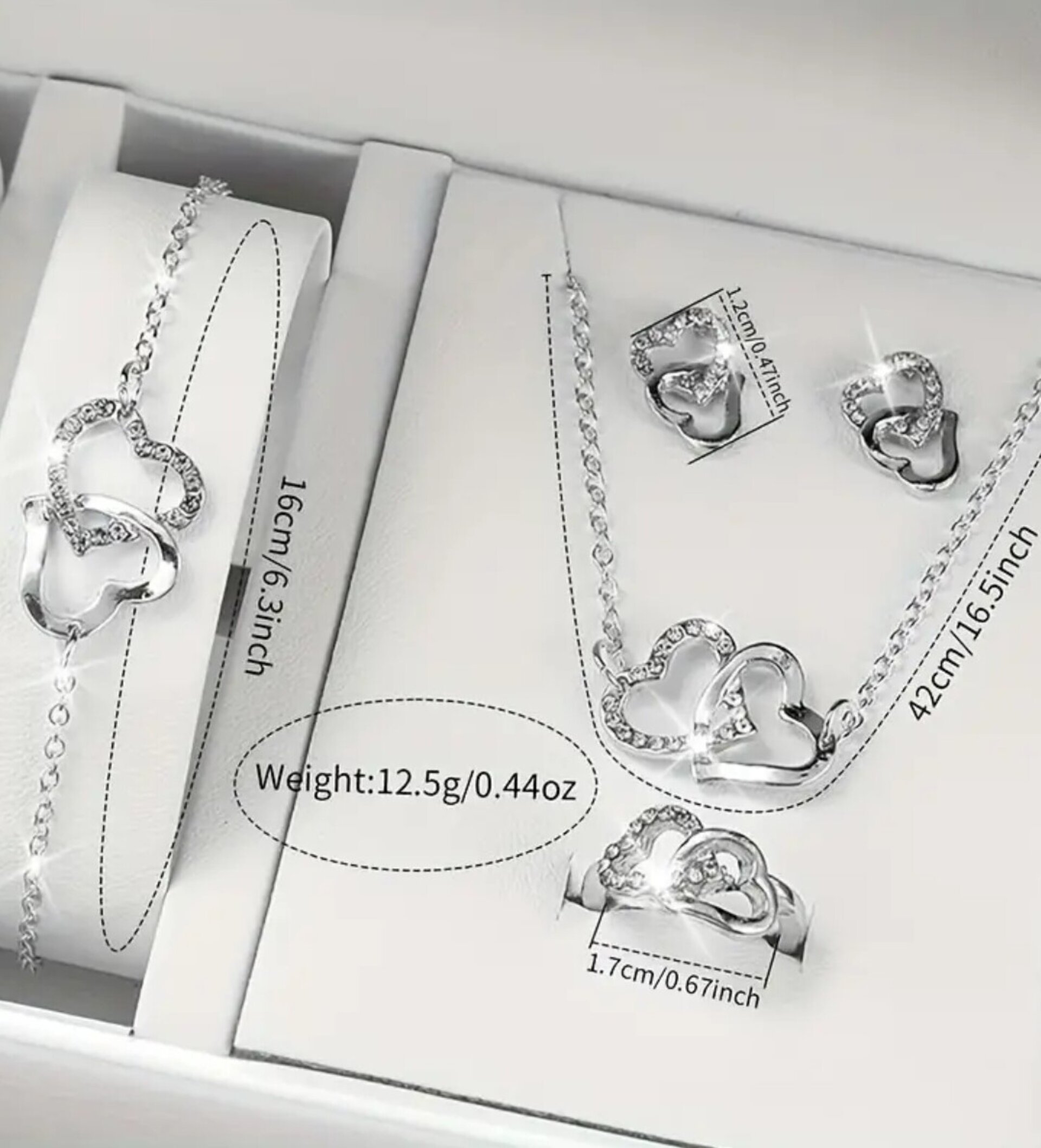 Conjunto Joyas Corazón Plata - 3