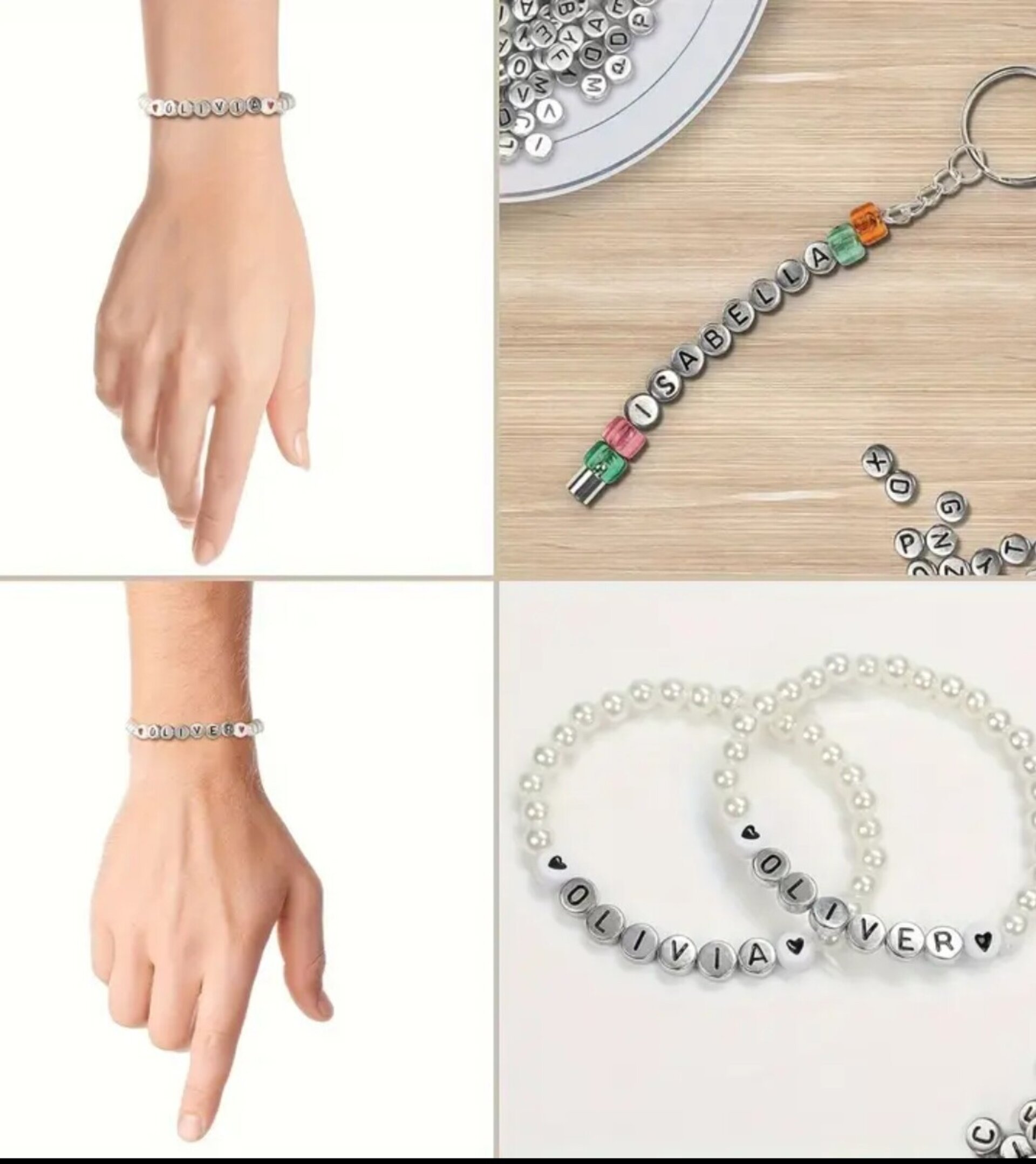 100 Cuentas Letras Plata - 5