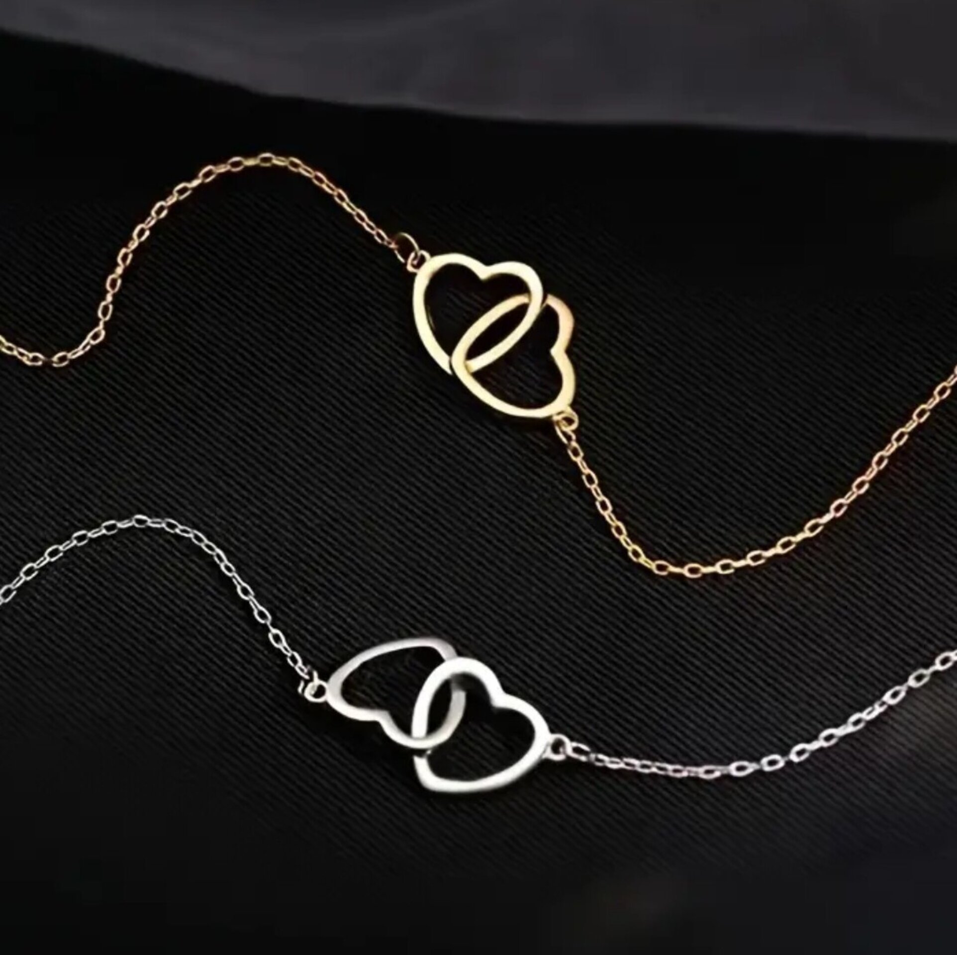 Collar Doble Corazón Plata - 2