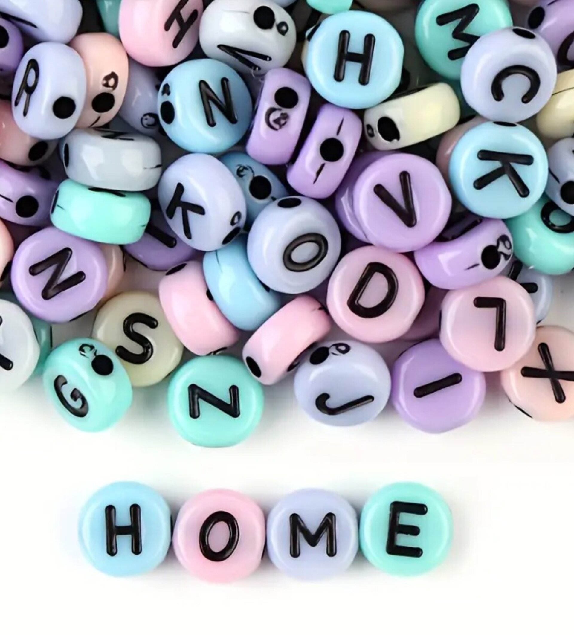 100 Cuentas Letras Multicolor Pastel - 2