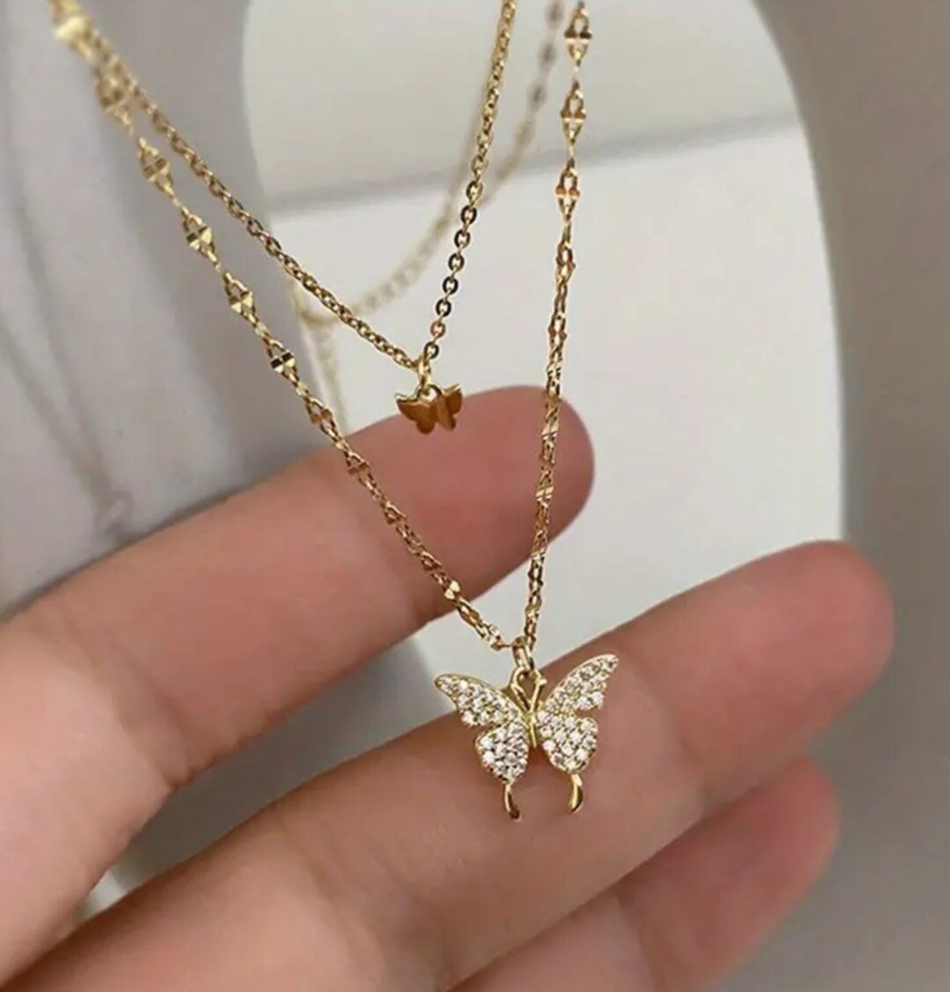 Collar Doble Mariposa Oro - 3