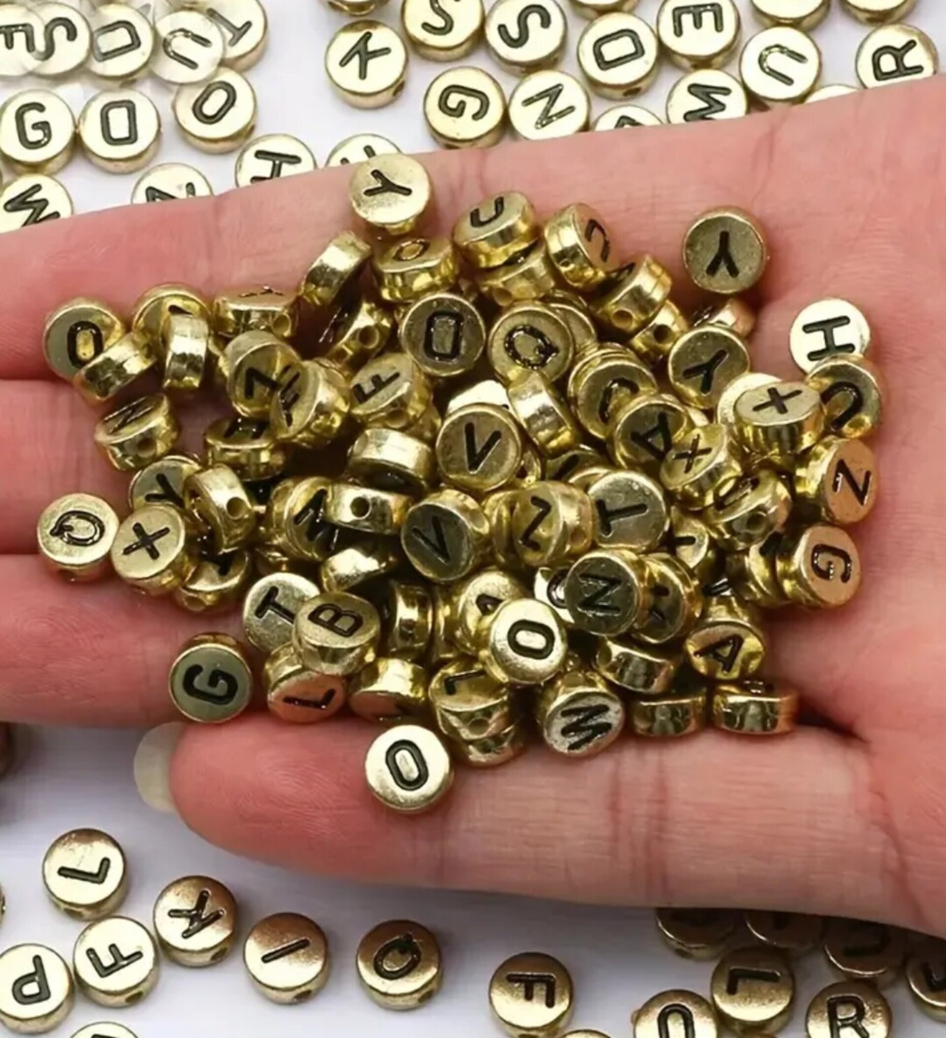 100 Cuentas Letras Oro - 5