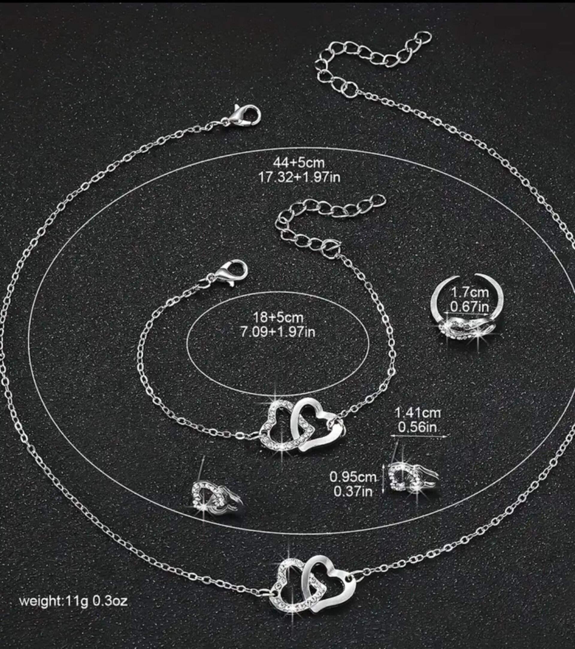 Conjunto Joyas Corazón Plata - 4