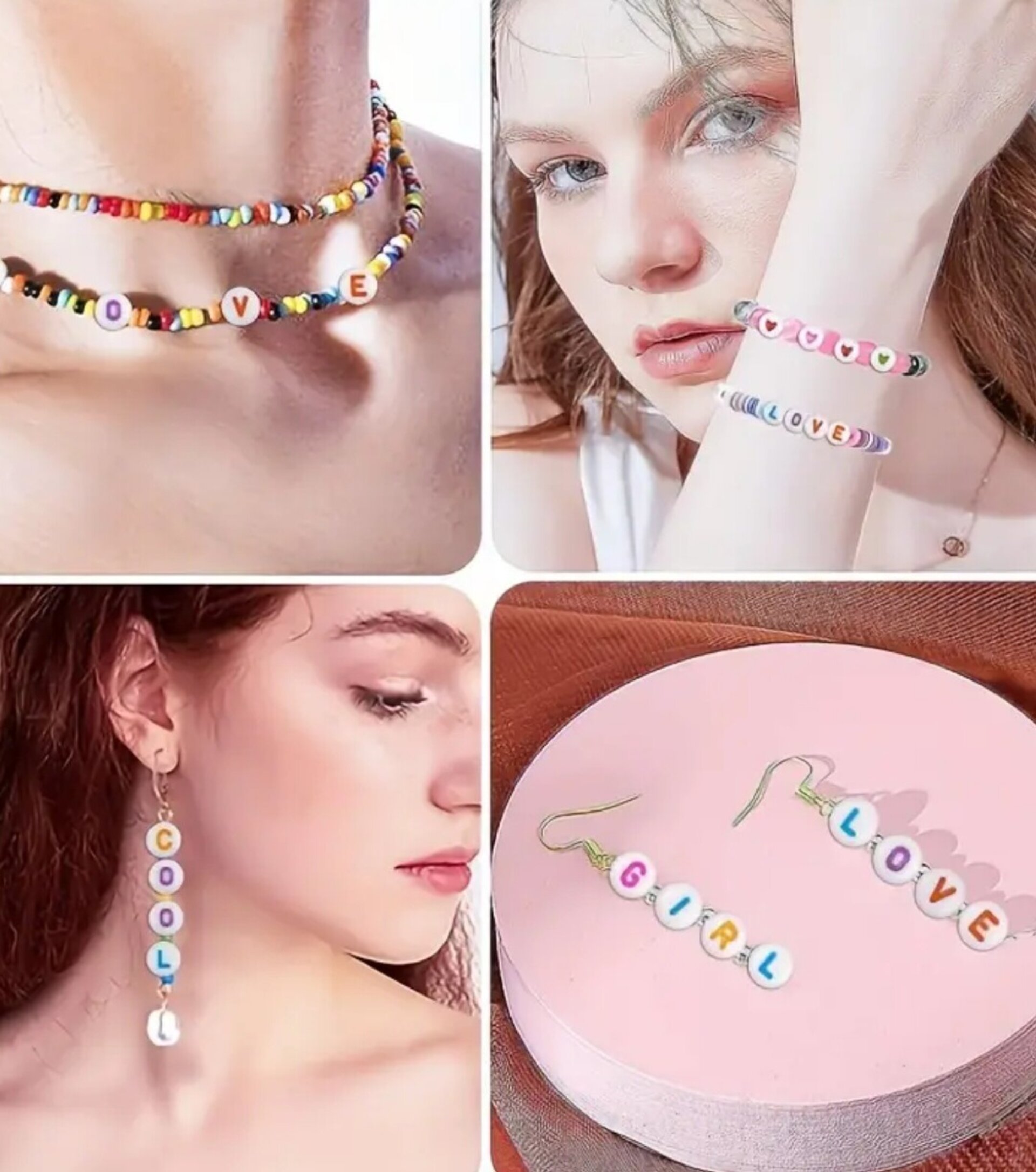 100 Cuentas Letras Multicolor Pastel - 3