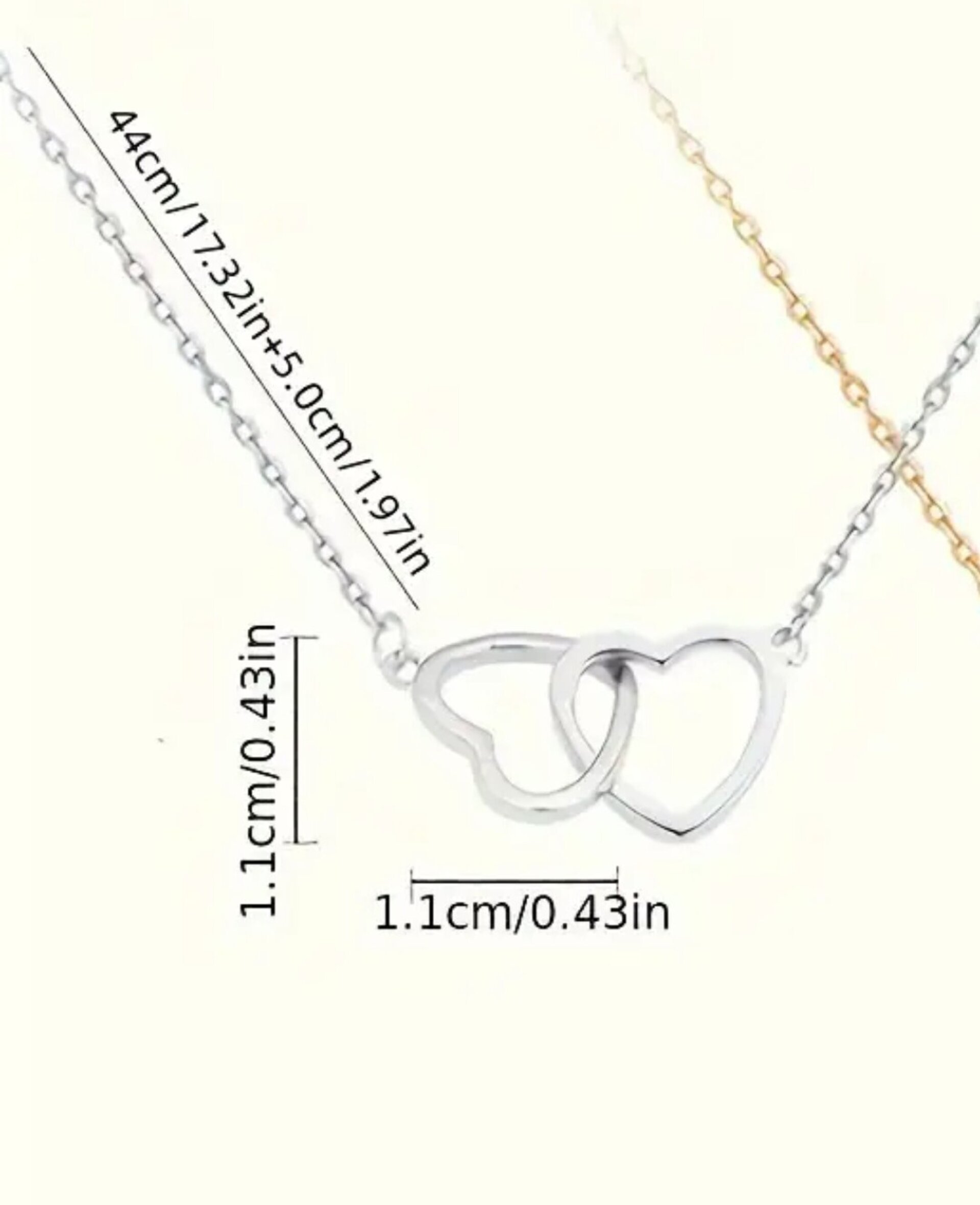 Collar Doble Corazón Plata - 5