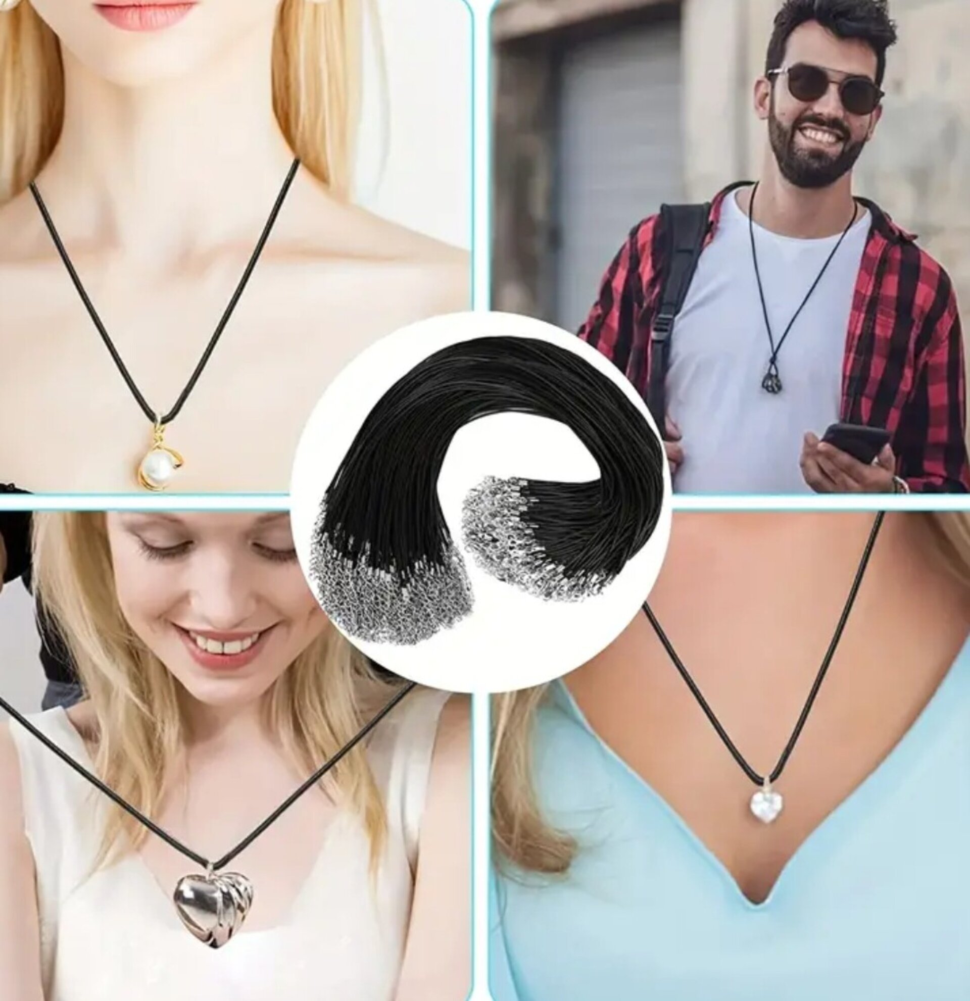 Collares Cuero Negro - 4