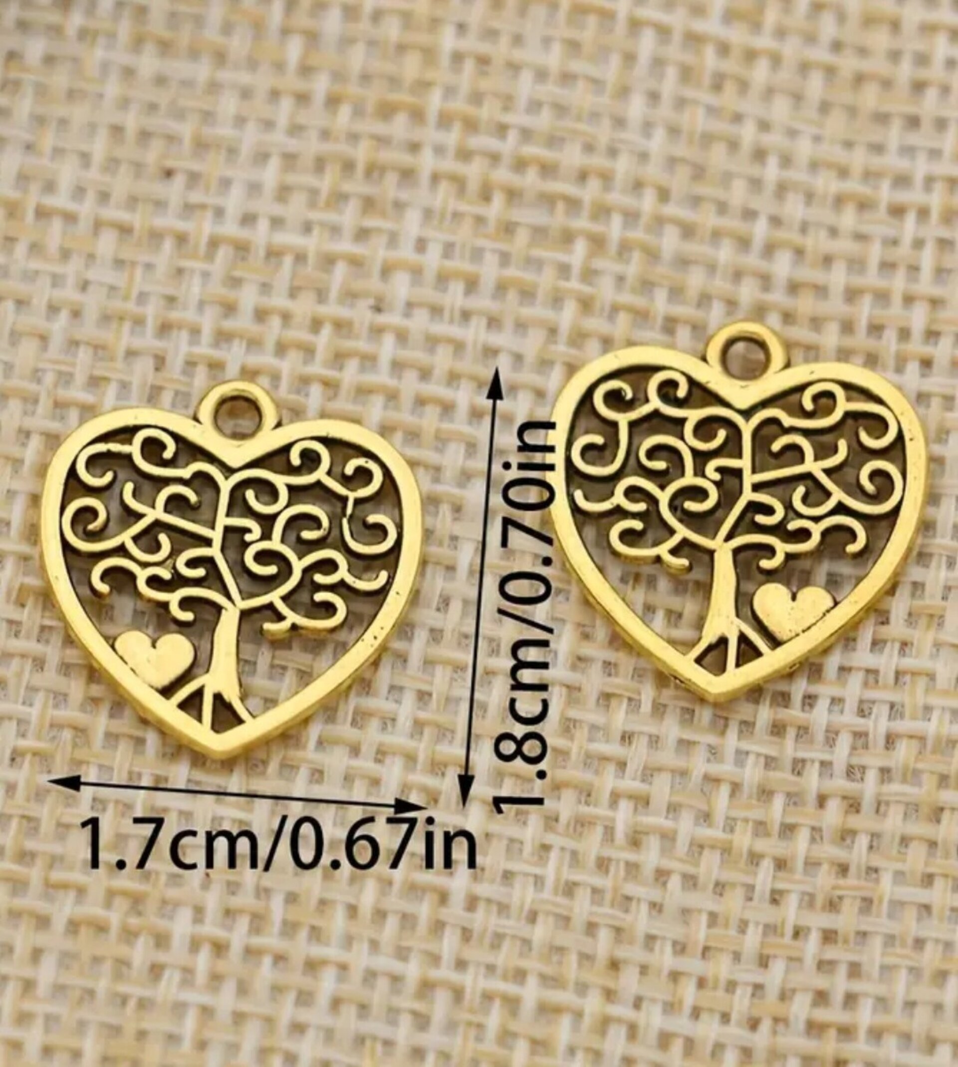 Colgantes De Corazones Árbol Oro - 2