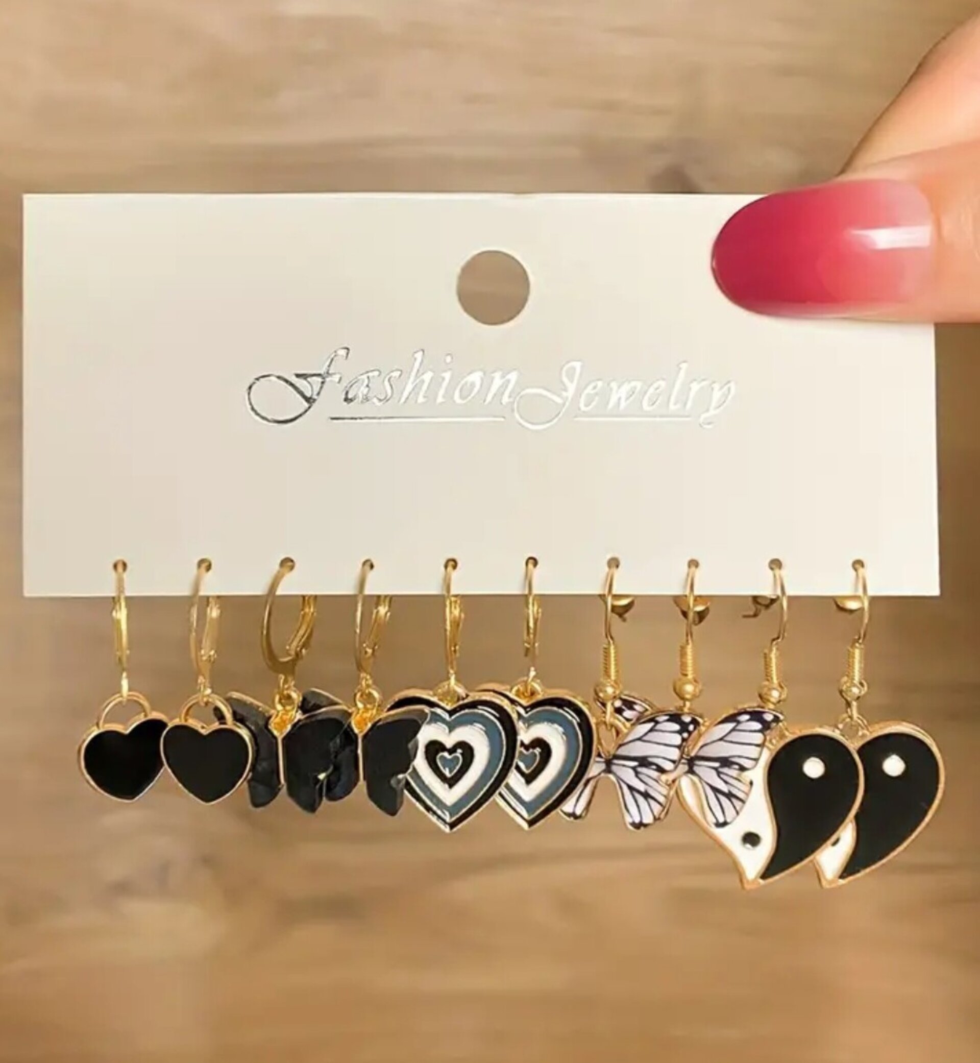 Set 10 Pares Pendientes Negros - 3