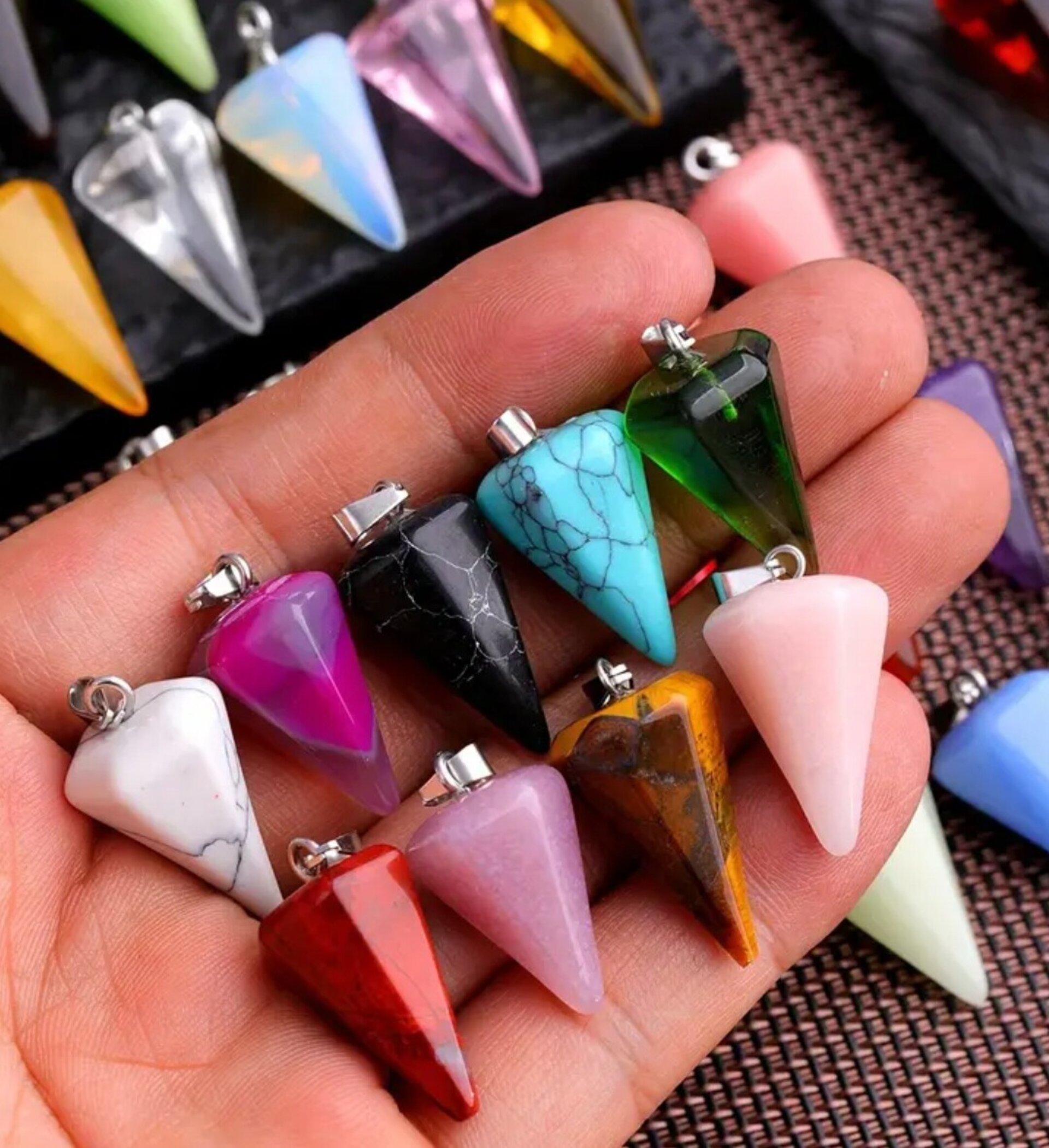 Colgantes Cono Cuarzo Colores - 4